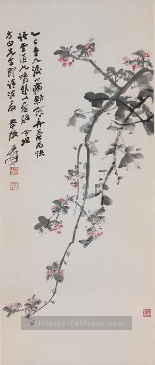 Chang Dai chien pommier fleurs 1965 vieux Chine encre Peintures à l'huile